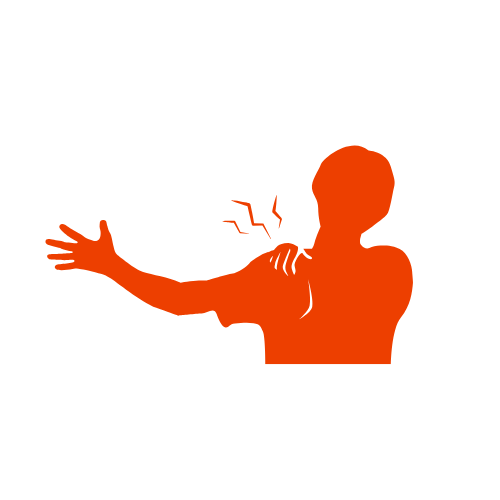 肩を痛がっている男性の画像